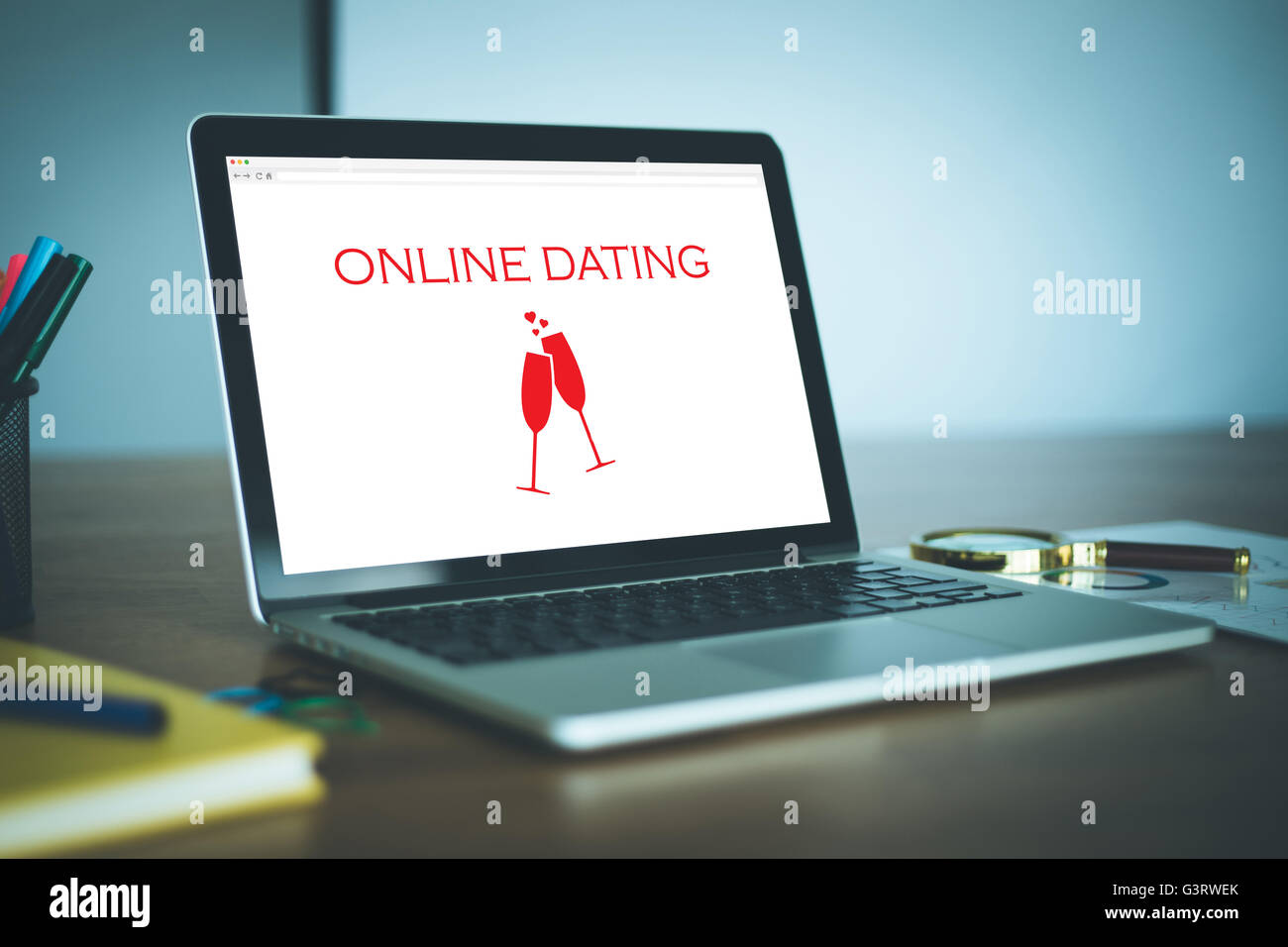 Online dating website on a laptop display Stock Photo