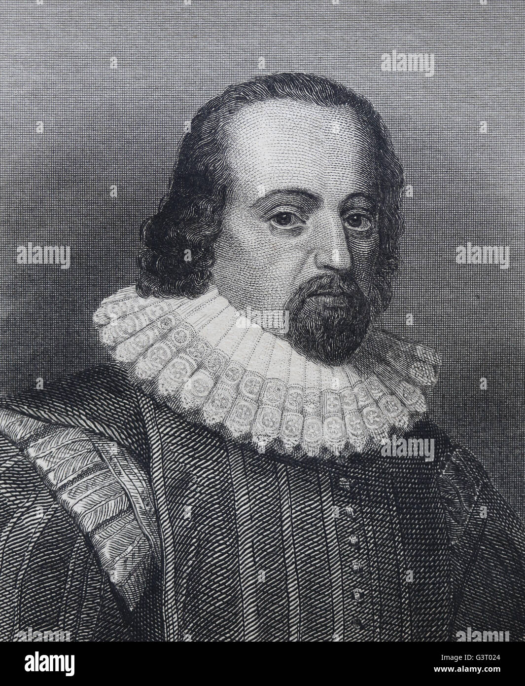 Francis Bacon, 1st Viscount St Alban (1561-1626). English philosopher, statesman and scientific. Engraving, 19th century. Stock Photo