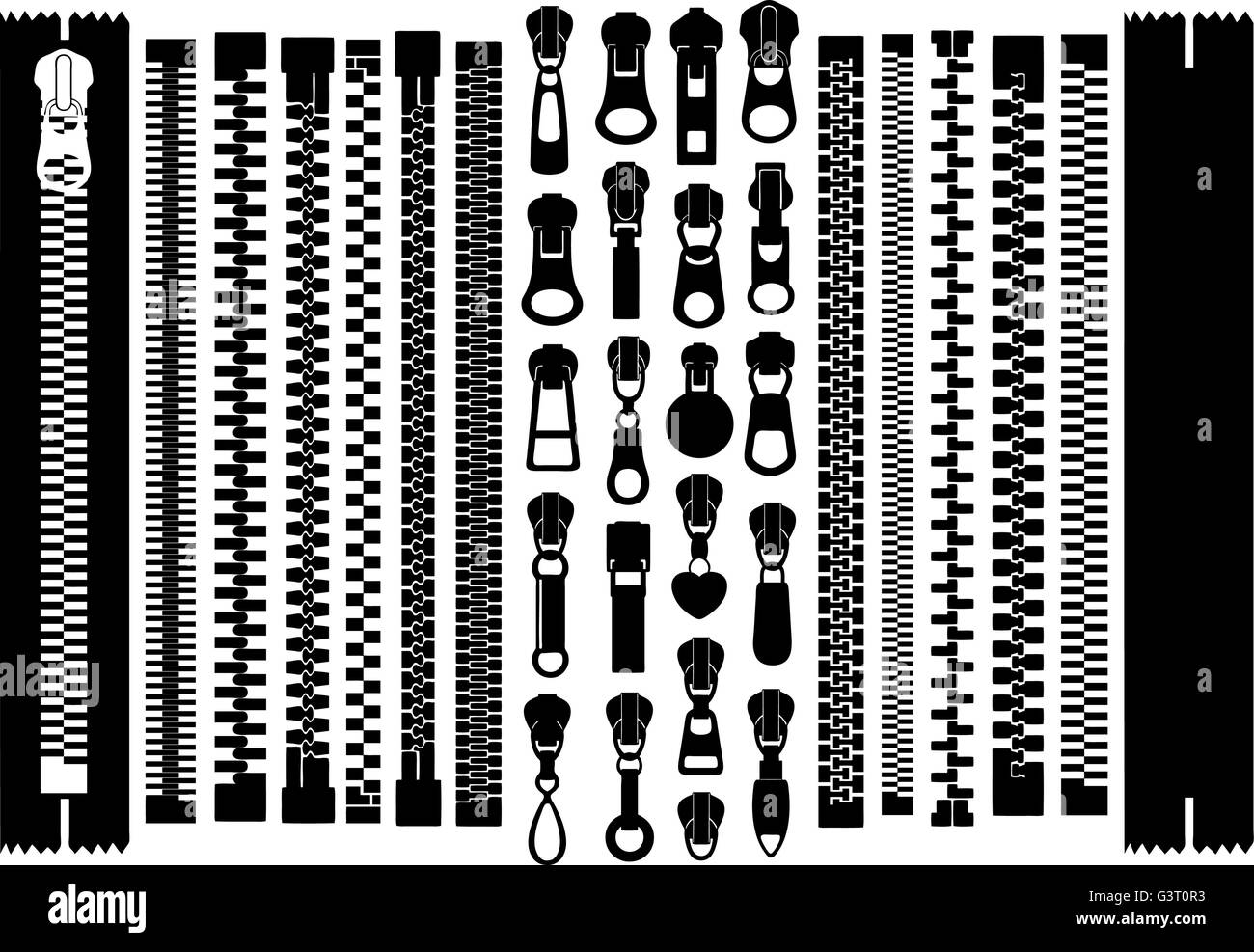 Set of different zippers Stock Vector Image & Art Alamy