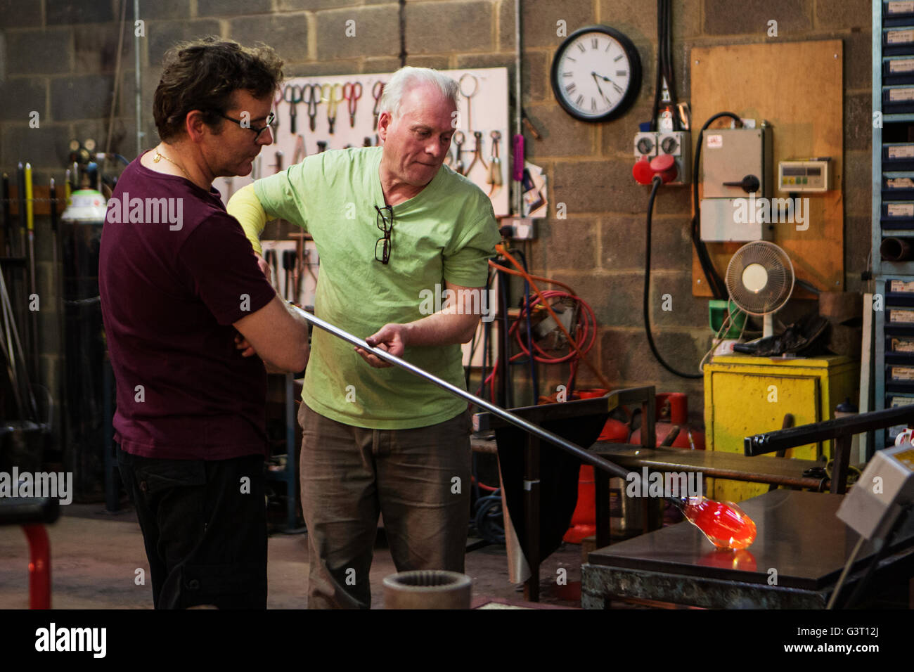Glass blowers working in their work shop Stock Photo Alamy