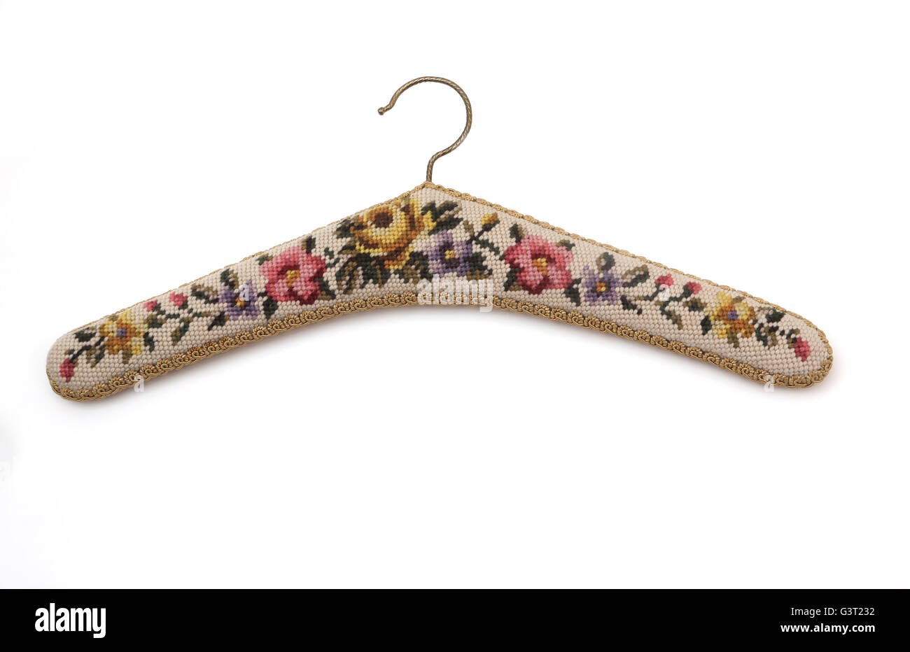 Antique Victorian Tapestry Embroidered Coat Hanger Stock Photo - Alamy