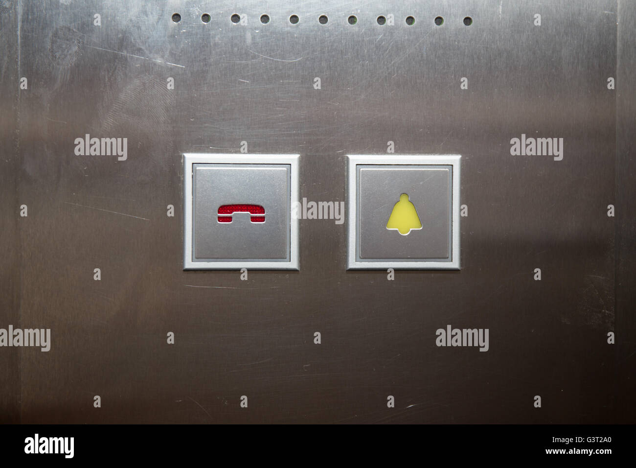 call and alarm button for emergency in elevator Stock Photo Alamy