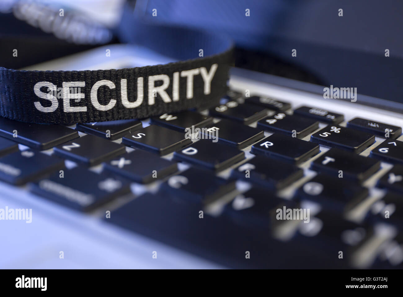 word security on labtop keyboard symbolized fraud and computer crime protection Stock Photo