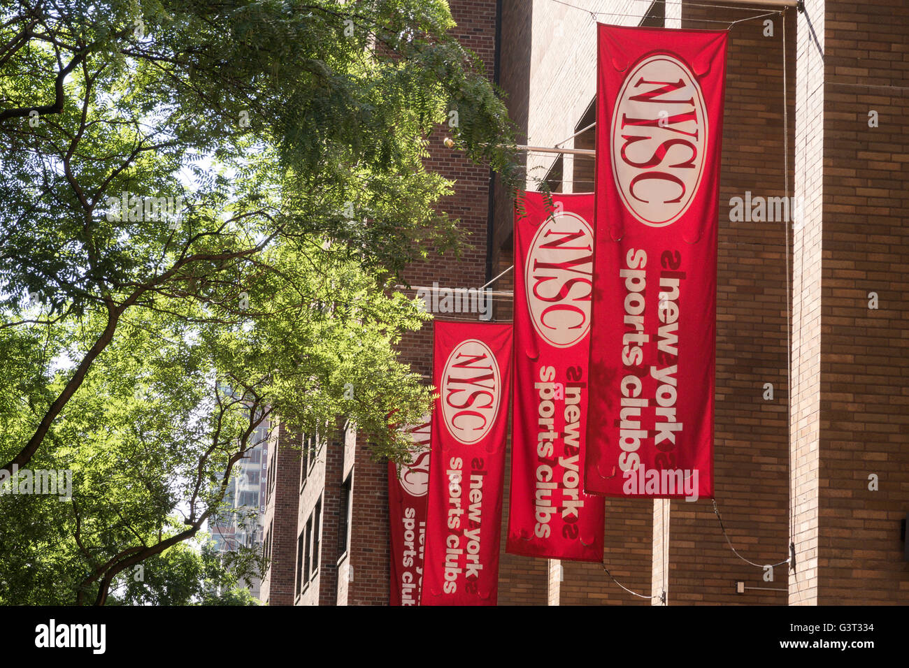 New York Sports Clubs Banners, NYC Stock Photo