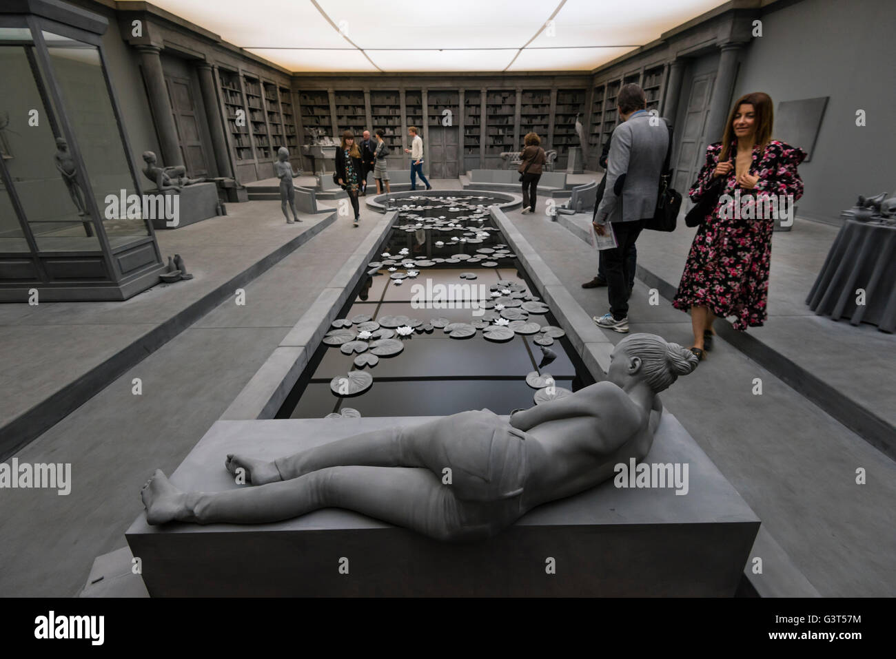 Basel, Switzerland. 14 June, 2016. Inside the installation "The Collector's House" by Hans Op de Beeck at the modern art show "Art Basel 2016" in Basel, Switzerland. With 280 galleries showing works from 4,000 artists, Art Basel is one of the world's largest and most spectacular gatherings for contemporary and modern art. In 2015, the show in Basel (which also has offshoots in Hong Kong and Miami) attracted 98,000 visitors from all over the world. Credit:  Erik Tham/Alamy Live News Stock Photo