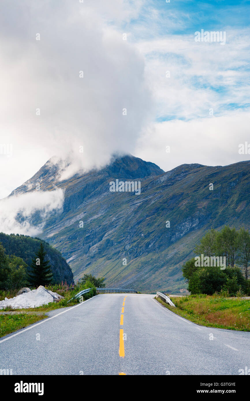 Norway, More og Romsdal, Sunnmore, Empty road in mountains Stock Photo