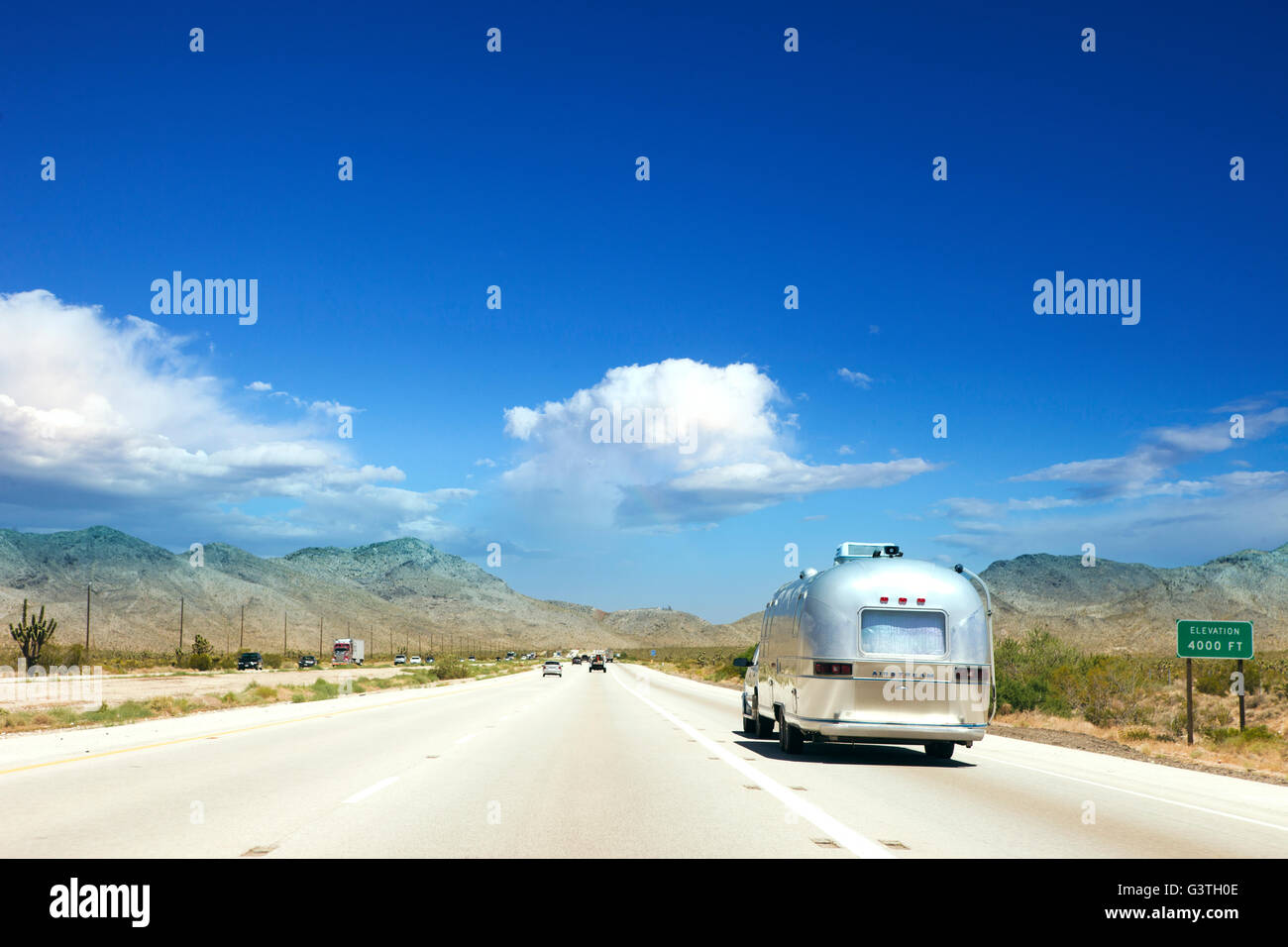USA, Nevada, View of campervan on road Stock Photo