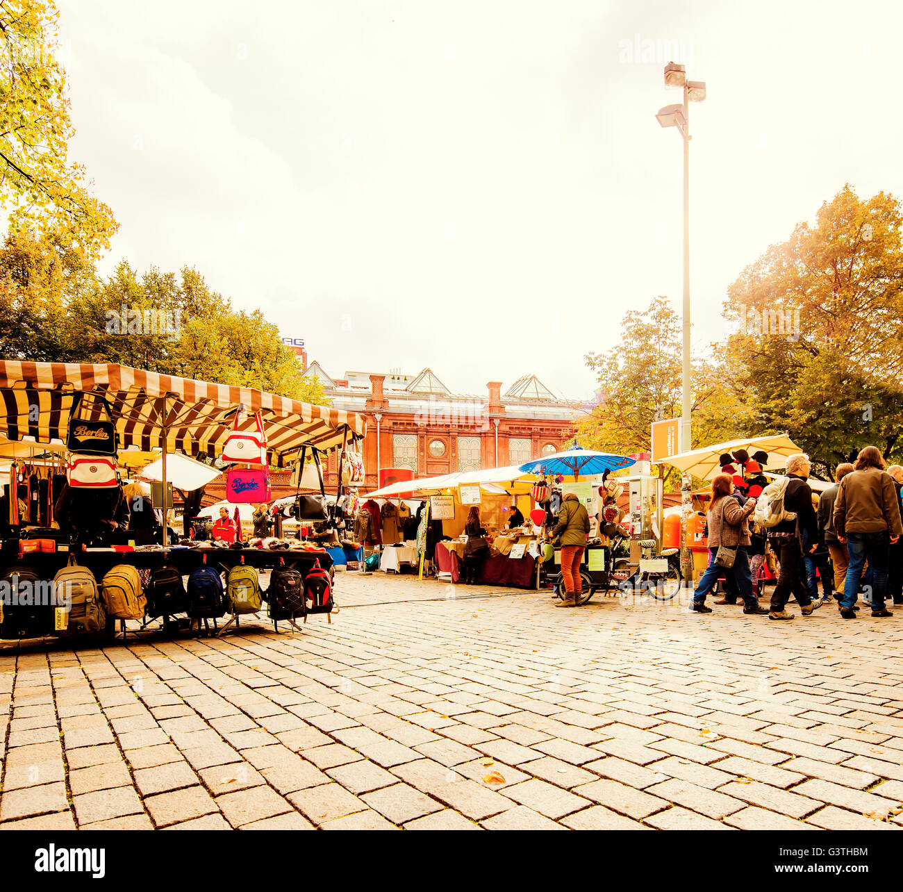 Germany, Berlin, Hackescher markt, View of market stalls Stock Photo