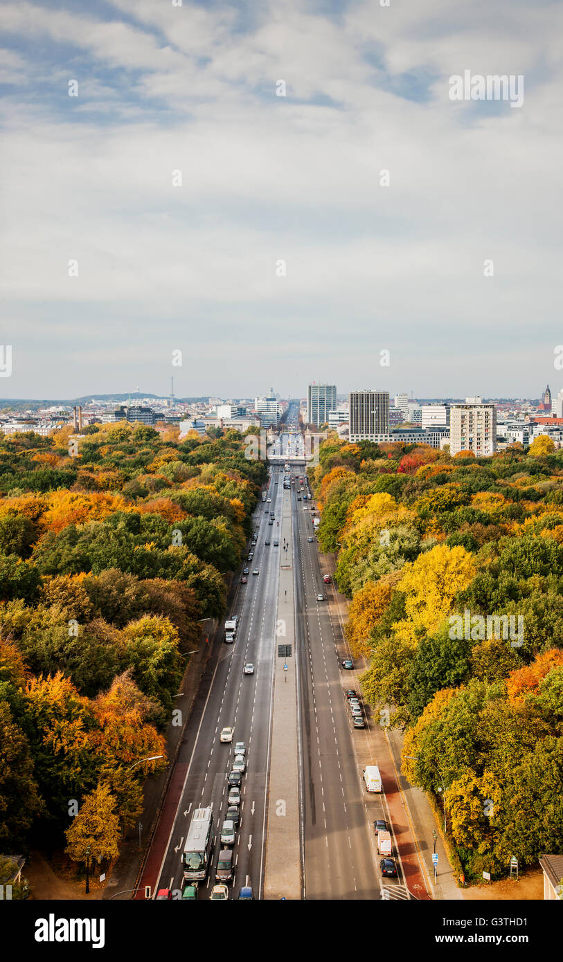 Germany, Berlin, Tiergatan, Aerial view of road traffic Stock Photo