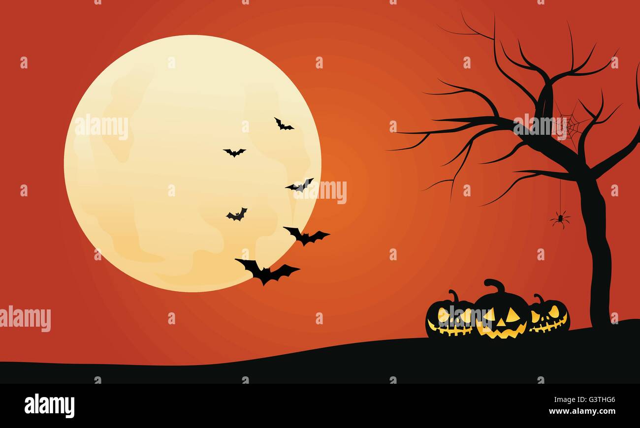Pumpkins and bat Halloween backgrounds Stock Vector Image & Art - Alamy