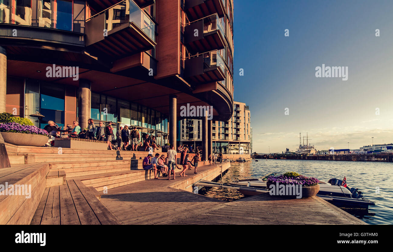 Norway, Oslo, Aker Brygge, Apartment buildings Stock Photo Alamy