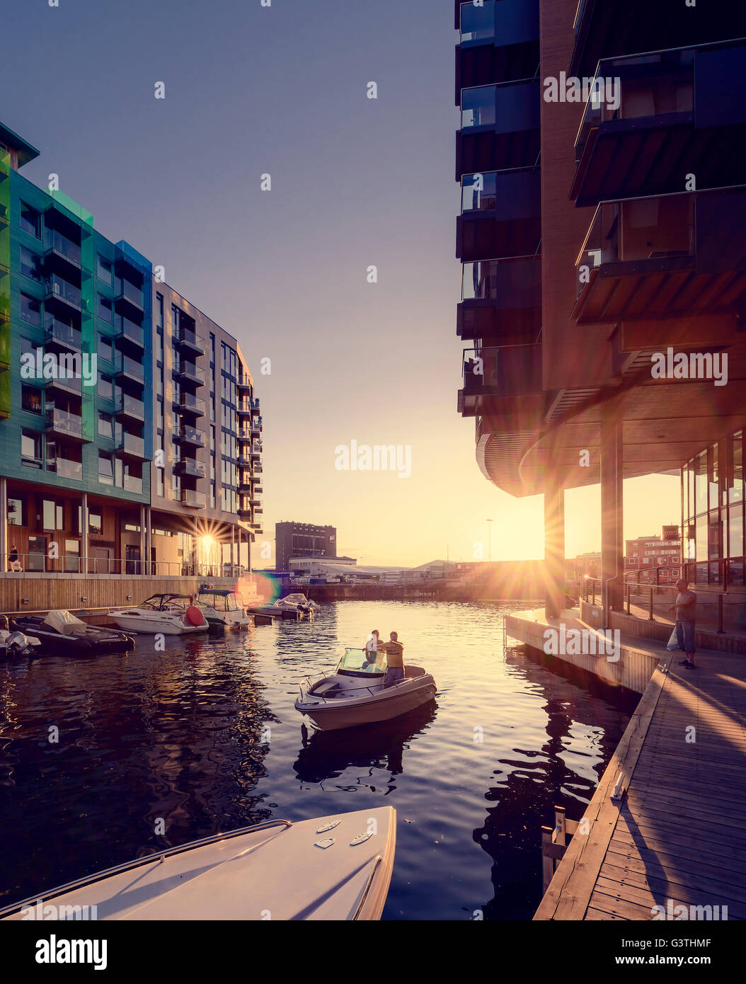 Norway, Oslo, Aker Brygge, Apartment buildings Stock Photo