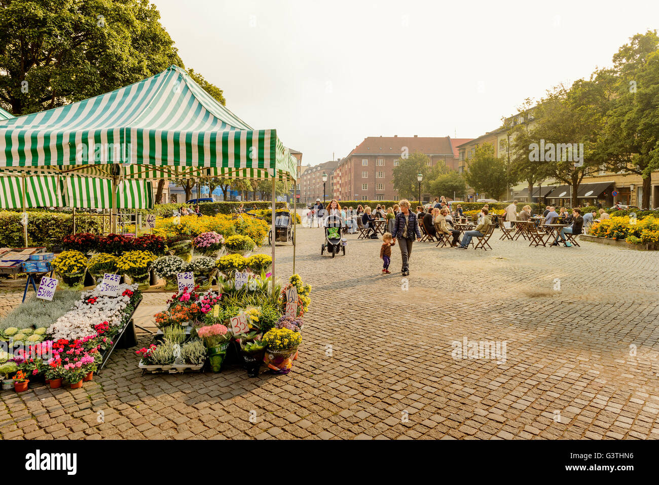 Sweden, Skane, Malmo, Flower shop in town square Stock