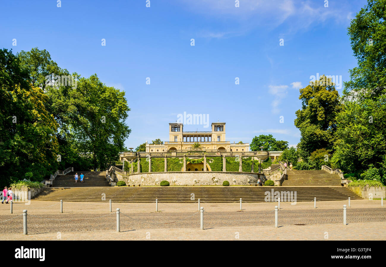 Germany, Brandenburg, Potsdam, Sanssouci Palace, Park stairway on luminous day Stock Photo