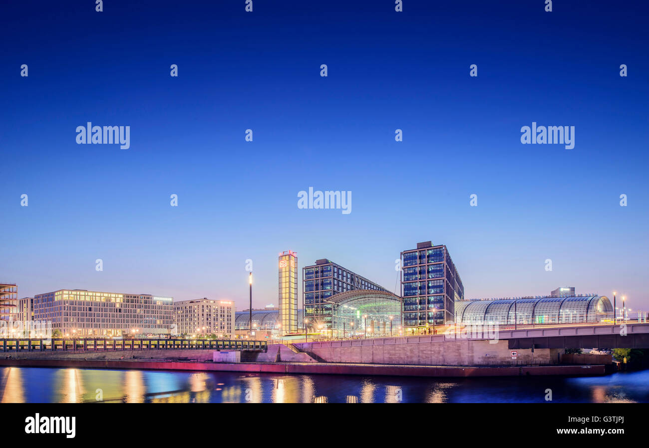 Germany, Berlin, Skyline with Berlin Hauptbahnhof Stock Photo