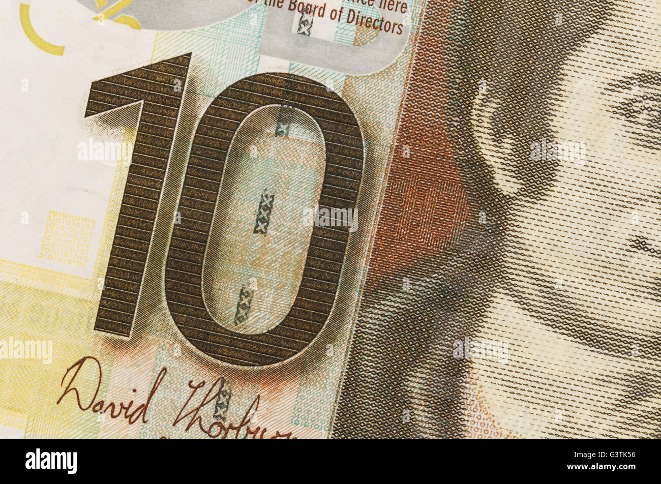 Scottish Banknote, 10 pounds, isolated on white Stock Photo