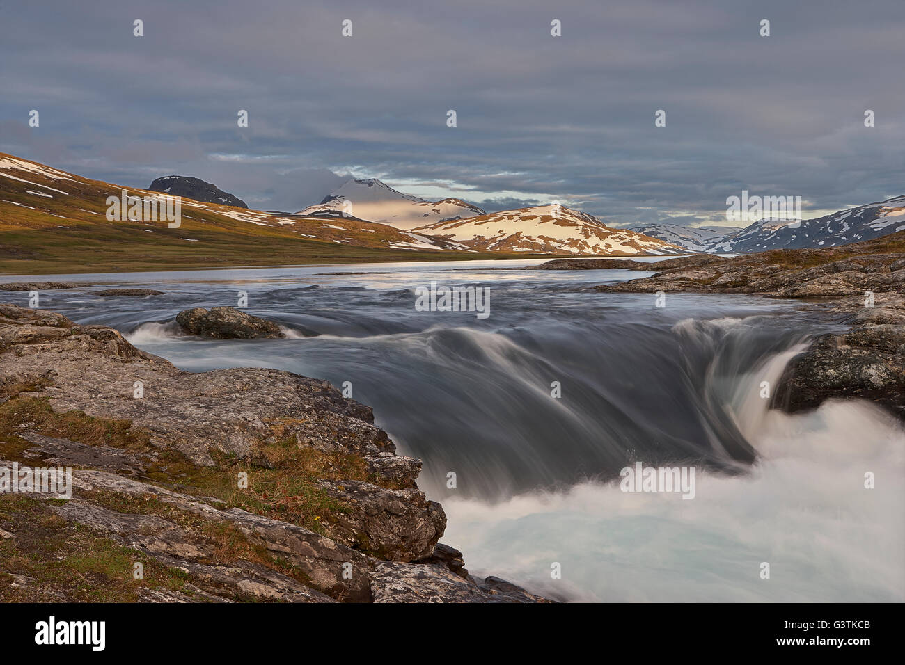 Sweden, Lappland, Padjelanta national park, Sarjasjaure, Scenic view of landscape Stock Photo