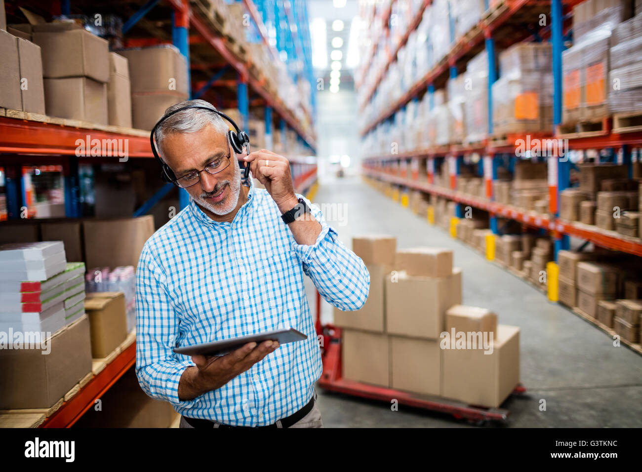 Manager using technology Stock Photo