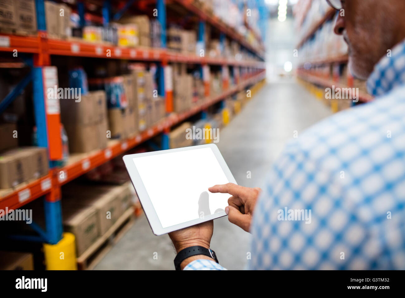 Manager using his tablet Stock Photo
