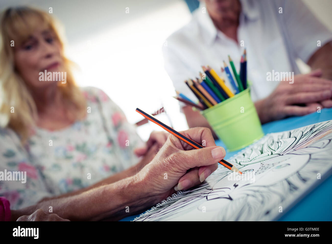 Close up of hand colouring Stock Photo