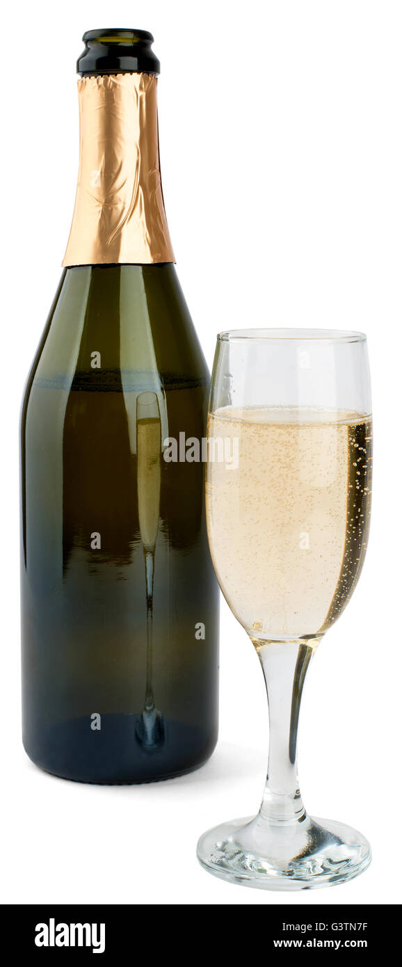 Champagne bottle and glass Stock Photo Alamy