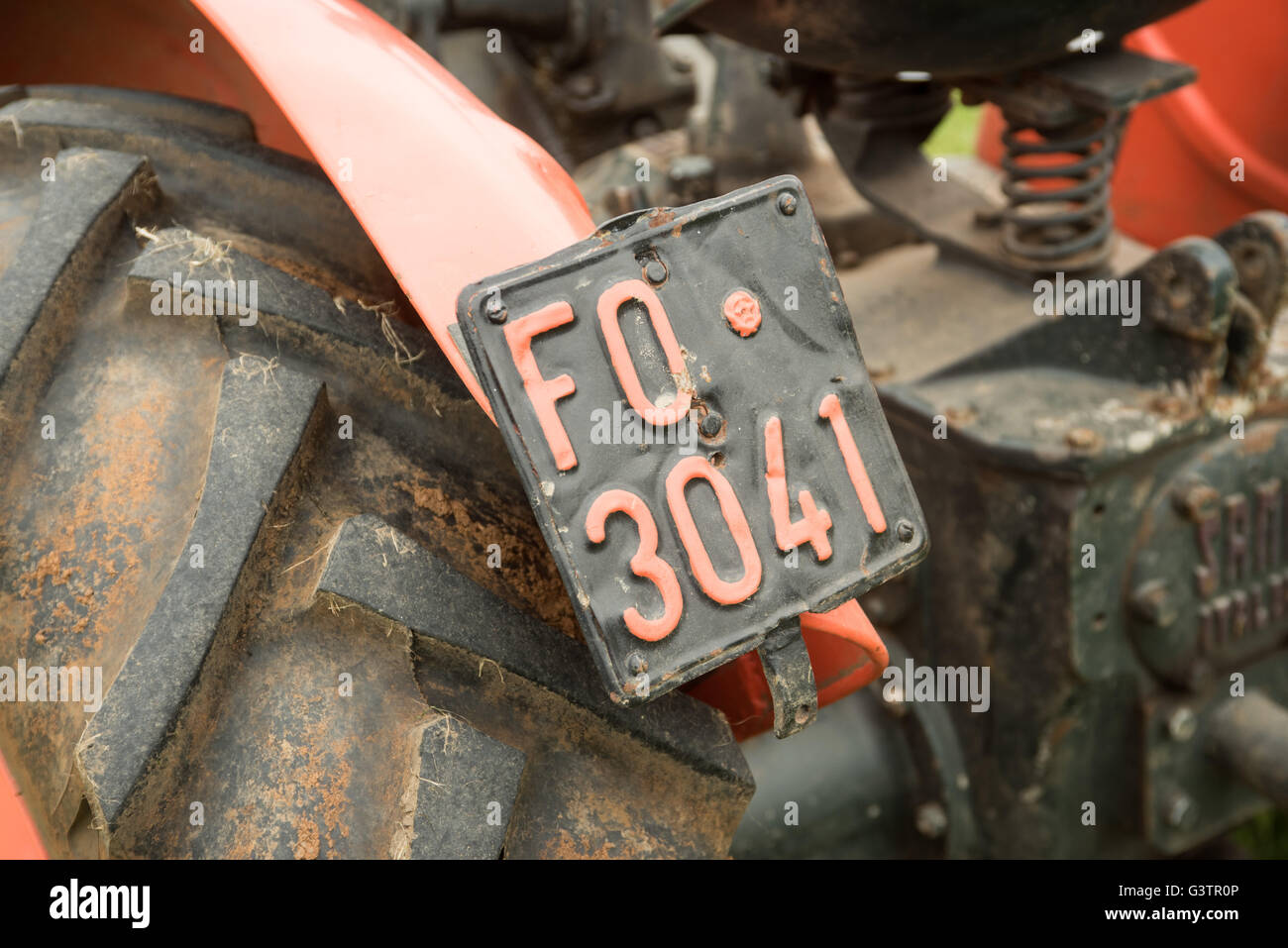 Italian Tractor Registration Number Plate Stock Photo - Alamy