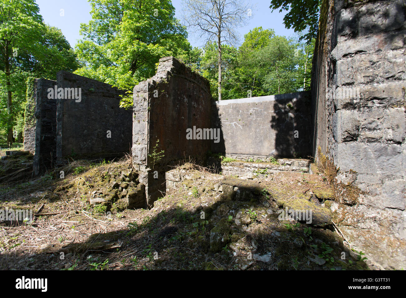 Sedgwick Gunpowder Mill, England. The ruined remains of the