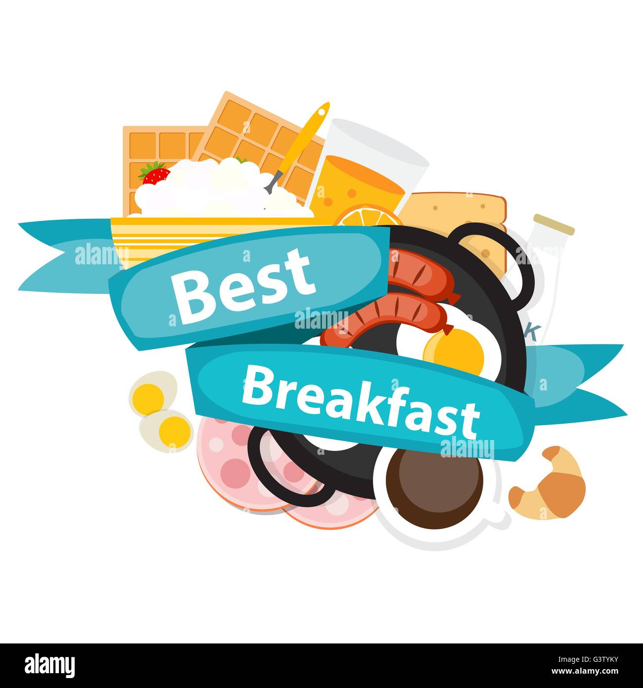 Best Breakfast Icon Background in Modern Flat Style Vector Illus Stock ...