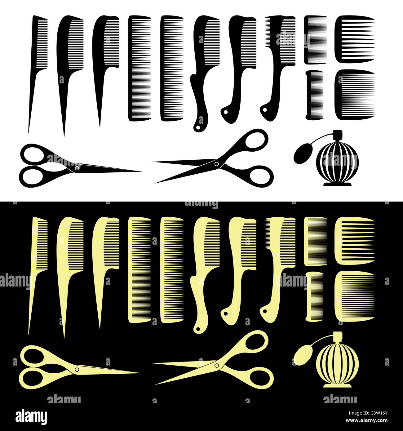 Combs and scissors Stock Vector