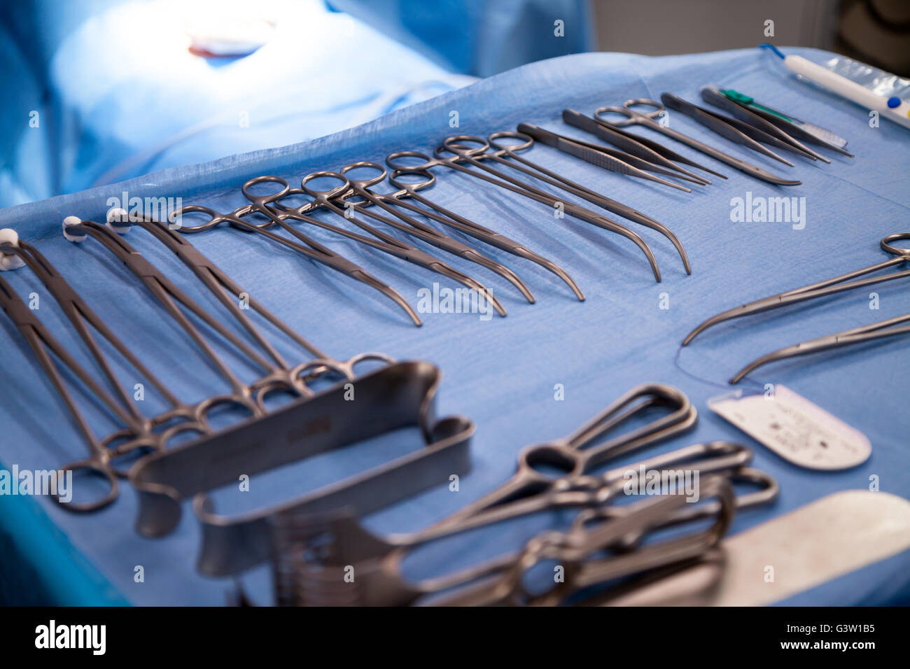 surgical instruments in a surgery Stock Photo