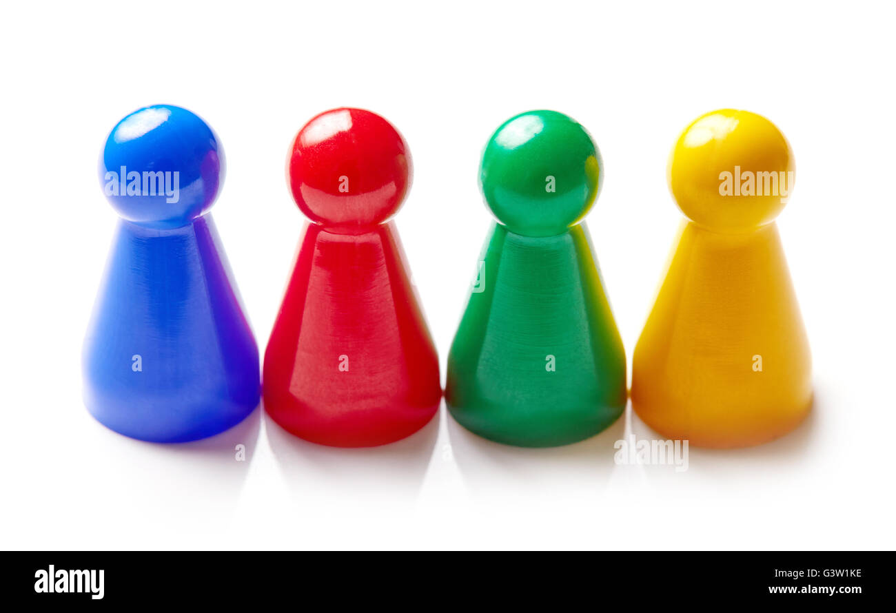 Colorful board game counters isolated on white background Stock Photo