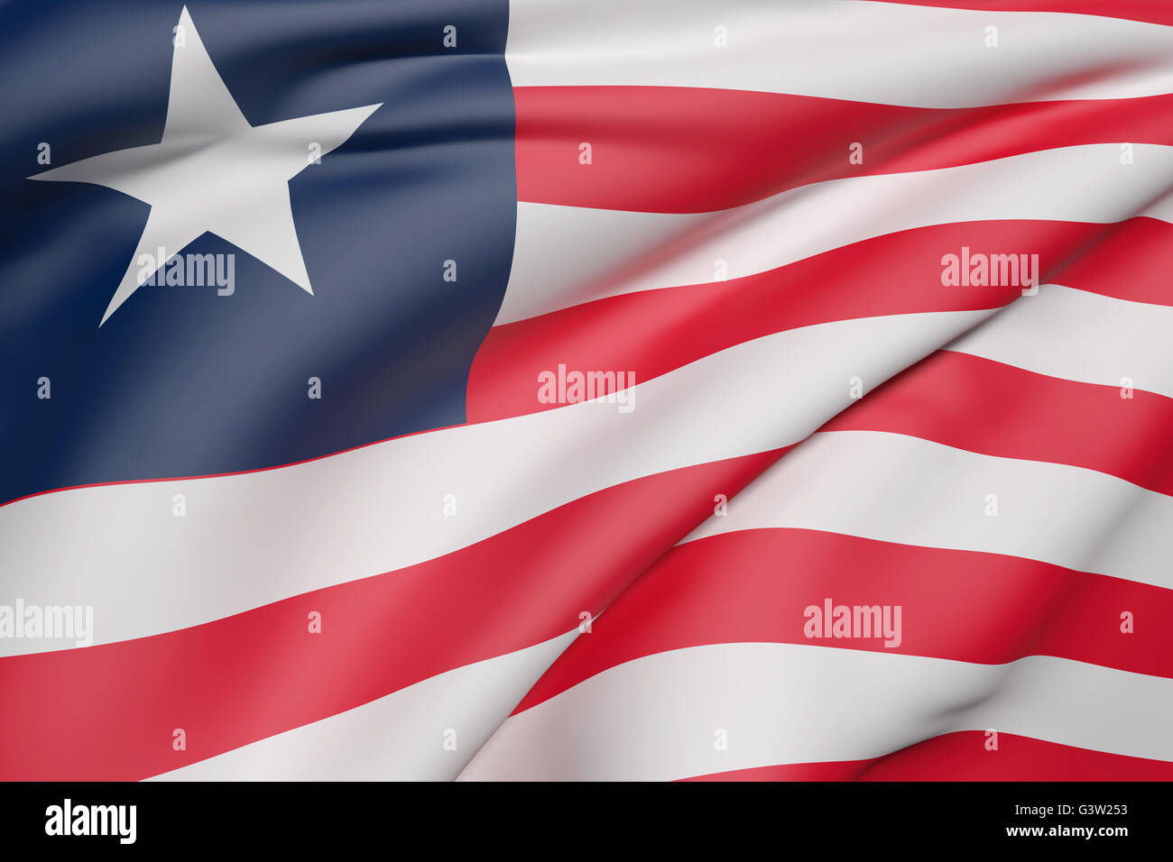 3d rendering of Liberia flag waving Stock Photo - Alamy