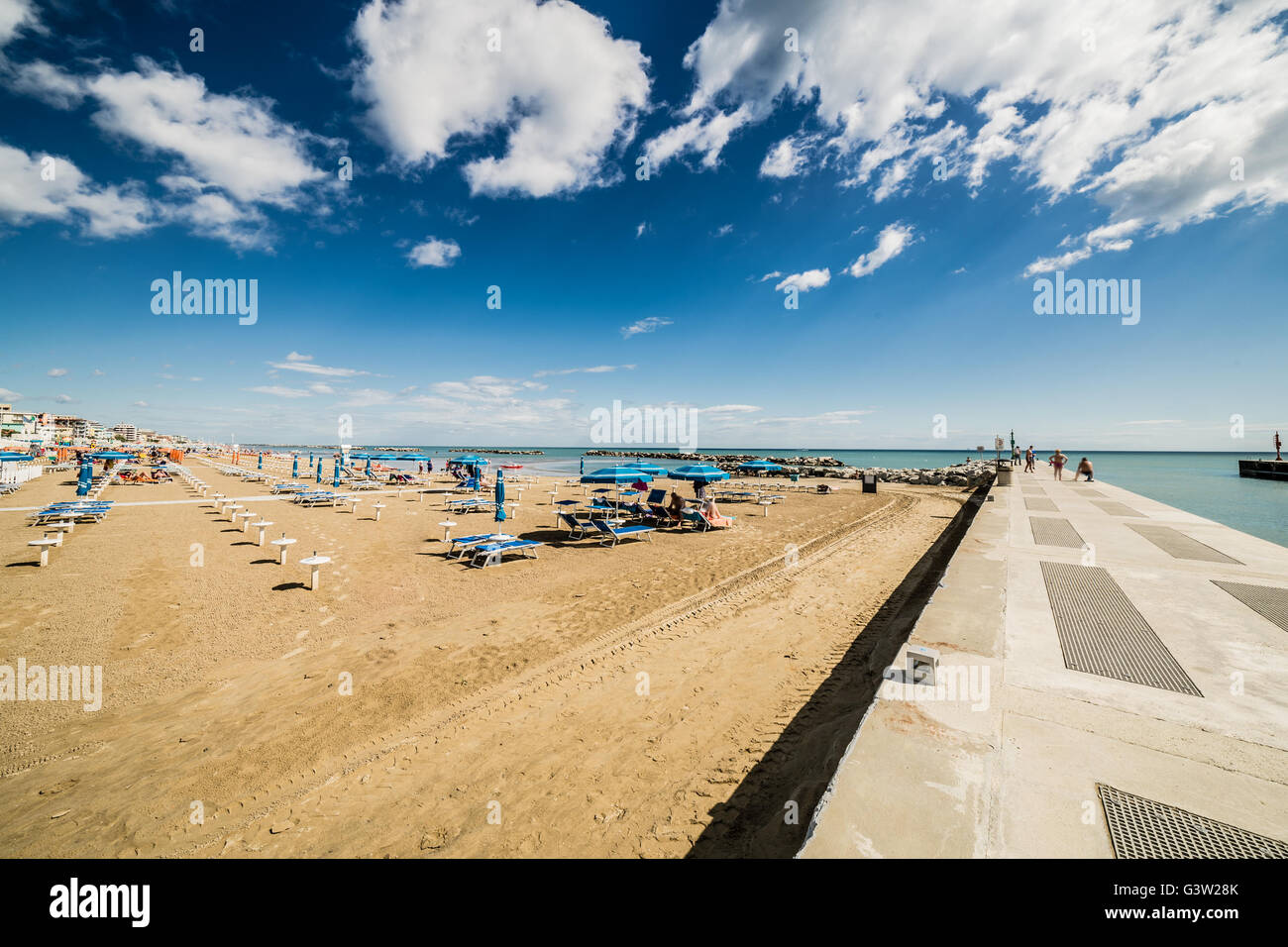 Panorama of the Adriatic Riviera in Romagna, Italy, with beaches, sea ...