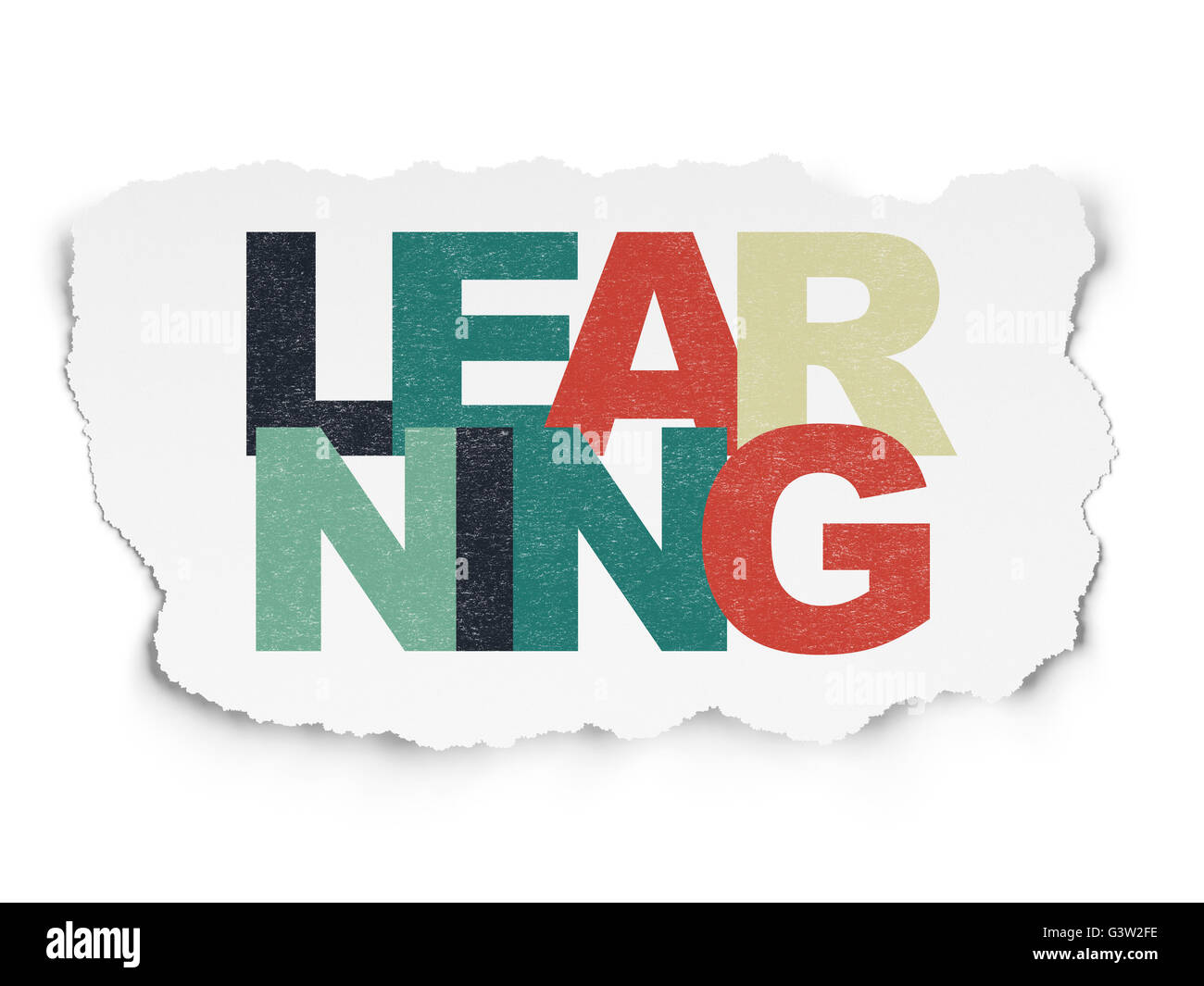 Studying concept: Learning on Torn Paper background Stock Photo - Alamy