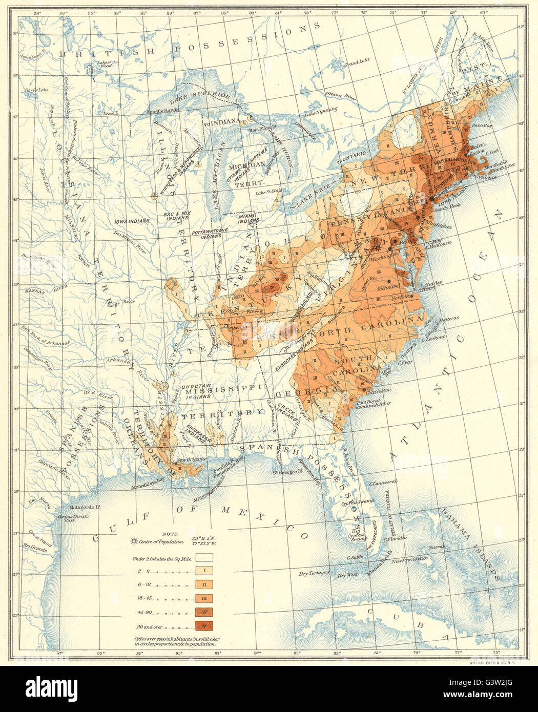 USA Population distribution East of the 100th Meridian 1810, 1900 old