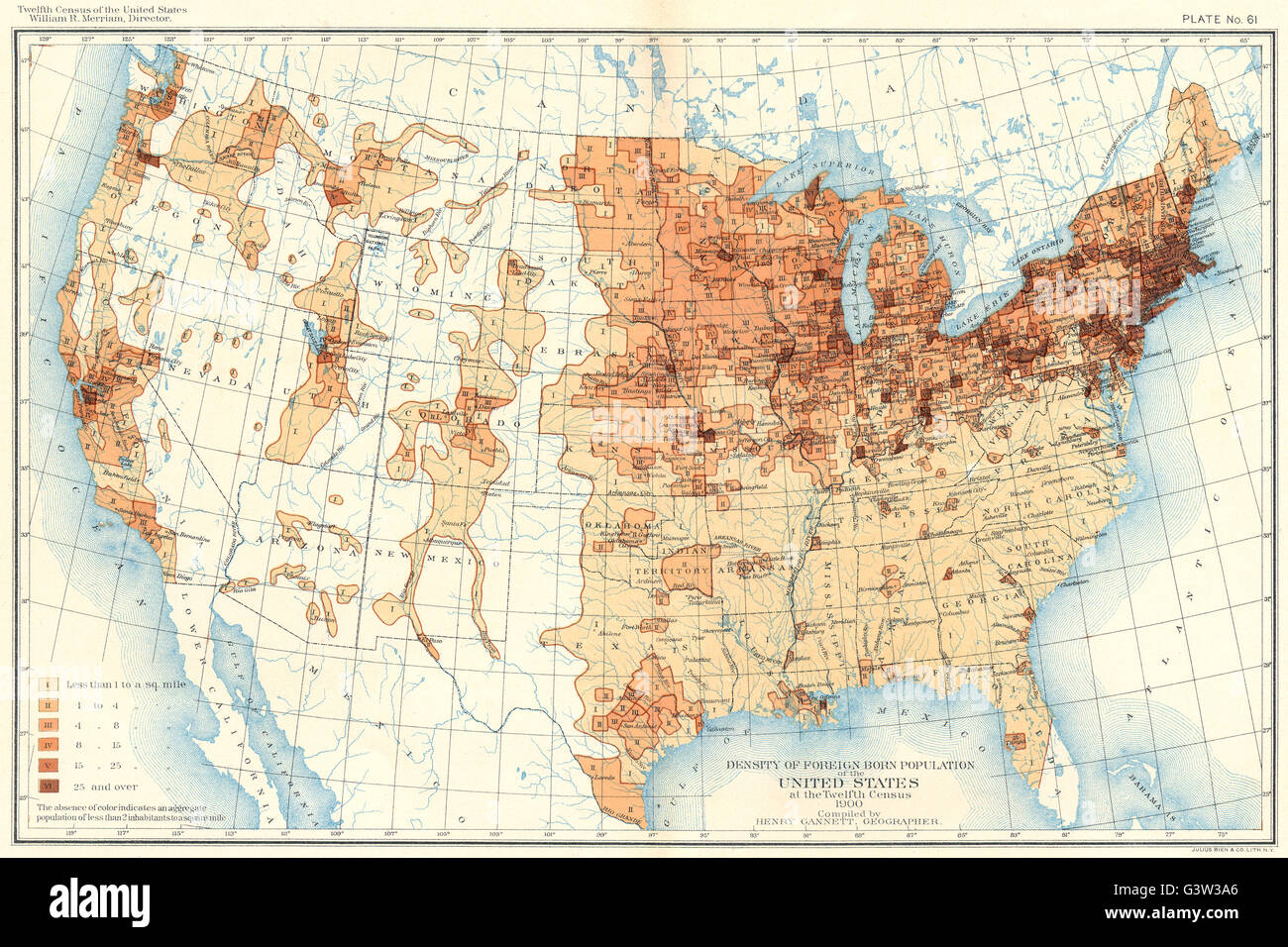 Usa Density Of Foreign Born Population Us At 12th Census 1900 Stock Photo Alamy