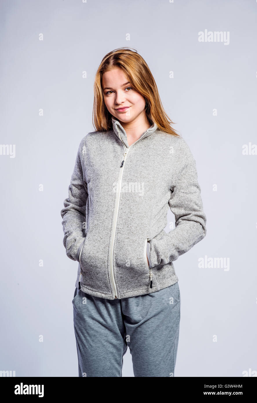 girl in gray sweatpants