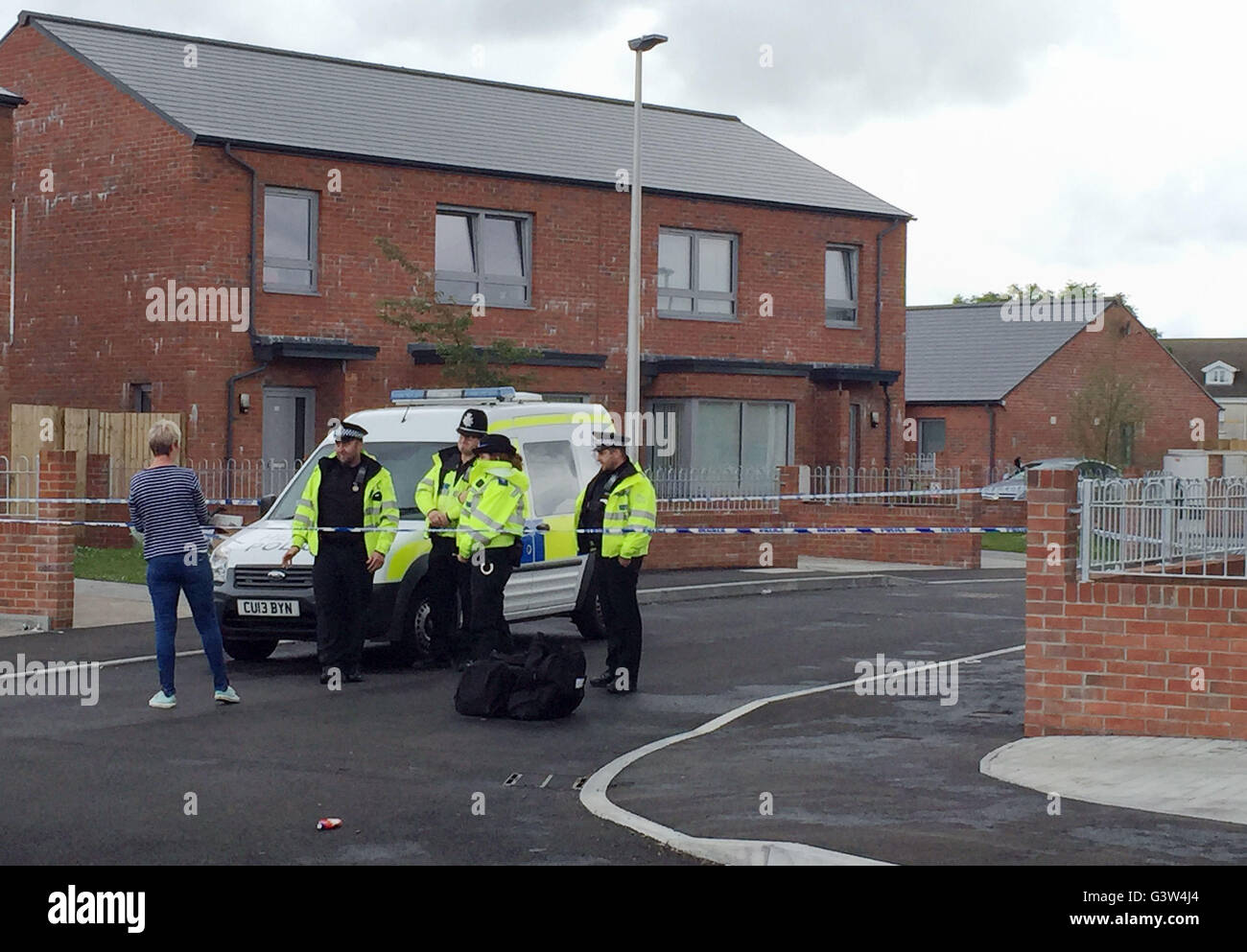 Police in Maes y Bwlch, Llanelli, where a man died following an incident involving a Taser on Tuesday evening. Stock Photo