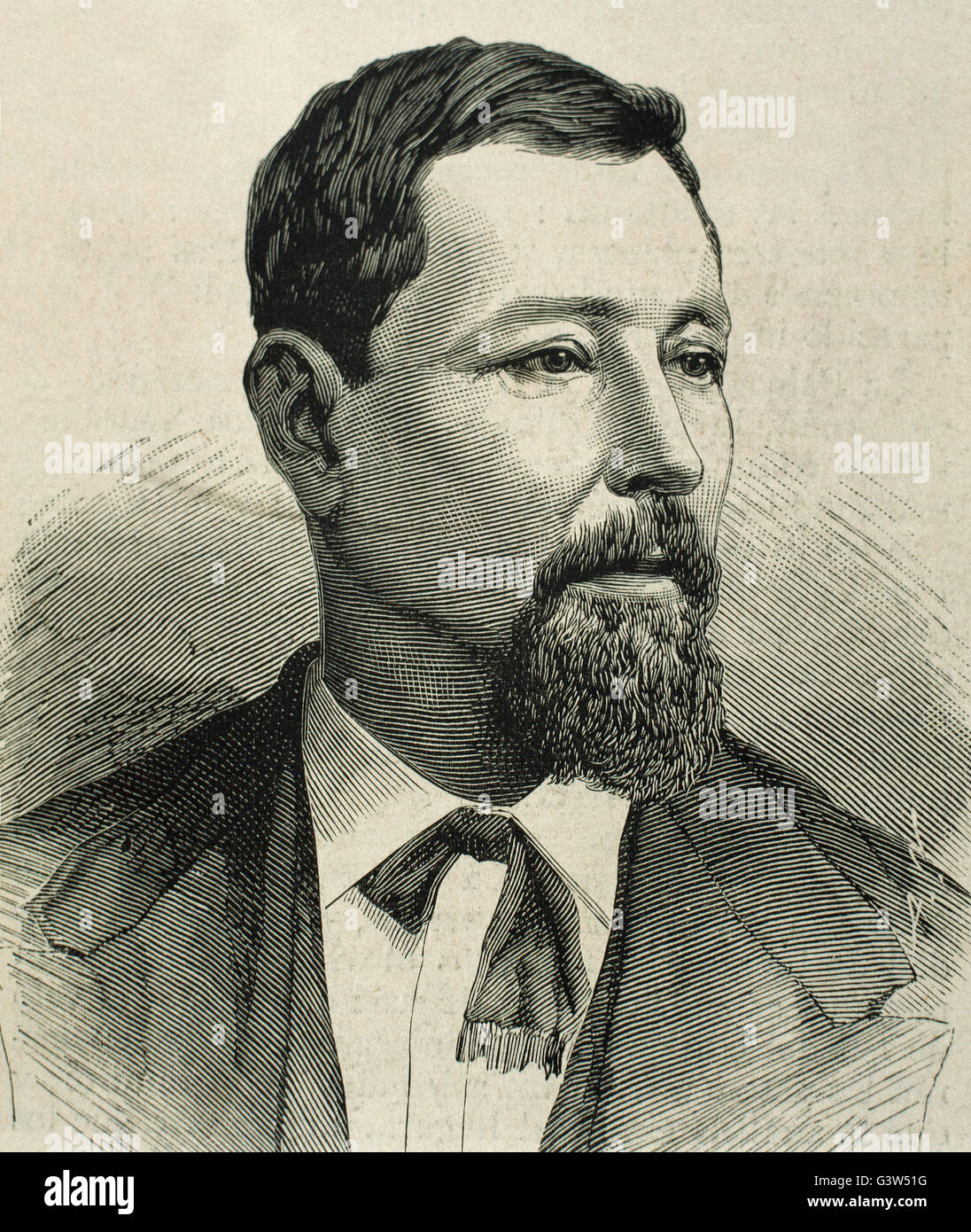 Justo Rufino Barrios (1835-1885). Guatemalan military and politician. President of Guatemala (1873-1885). Portrait. Engraving, 19th century. Stock Photo