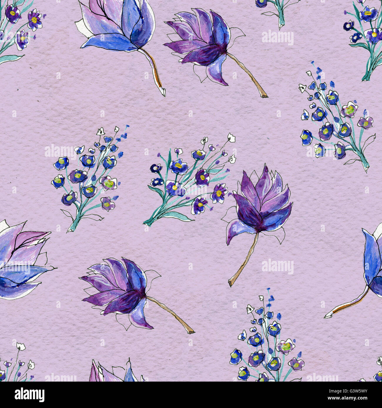 Seamless watercolor floral pattern Stock Photo - Alamy