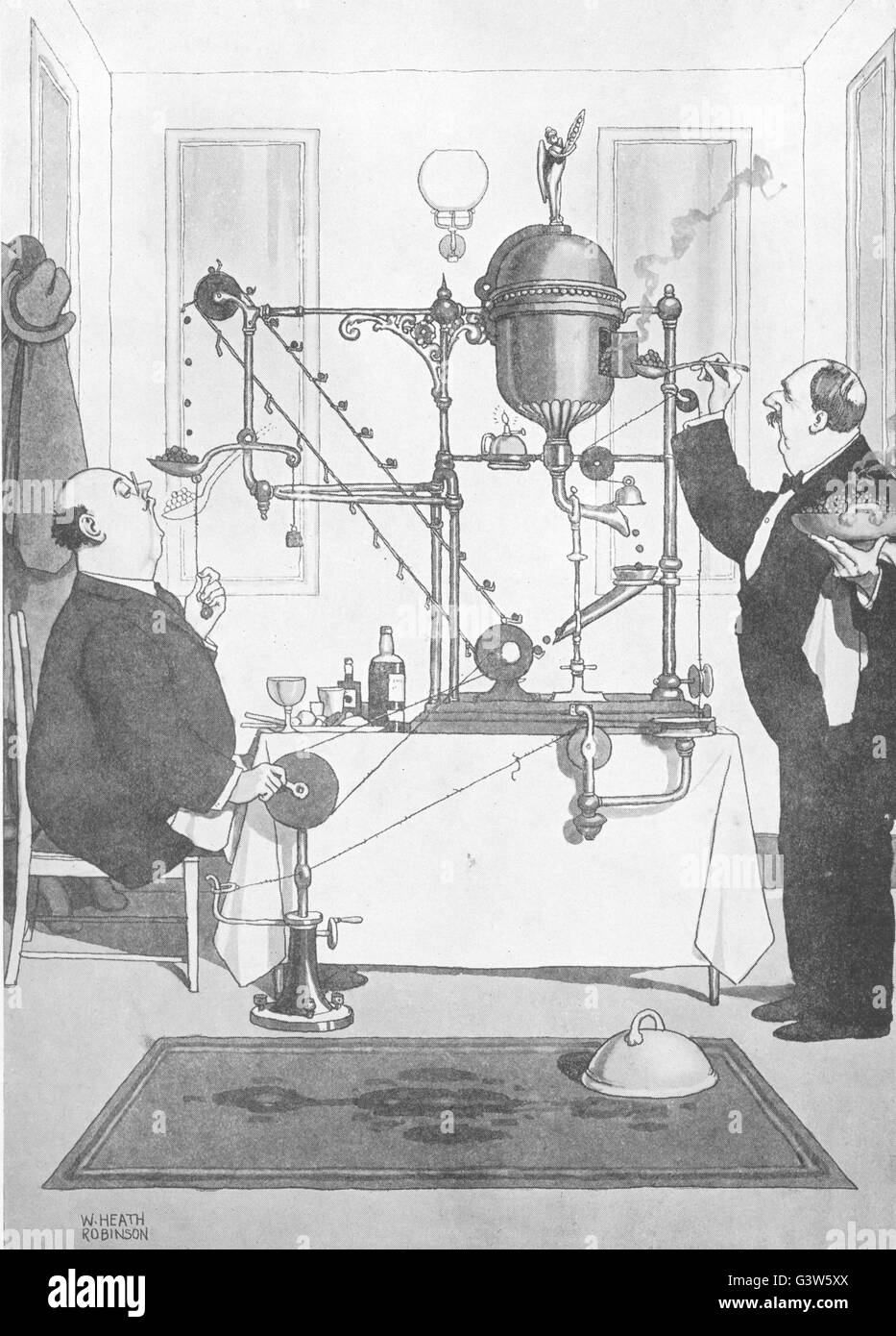HEATH ROBINSON Apparatus designed problems eating Green peas, 1920 Stock Photo Alamy