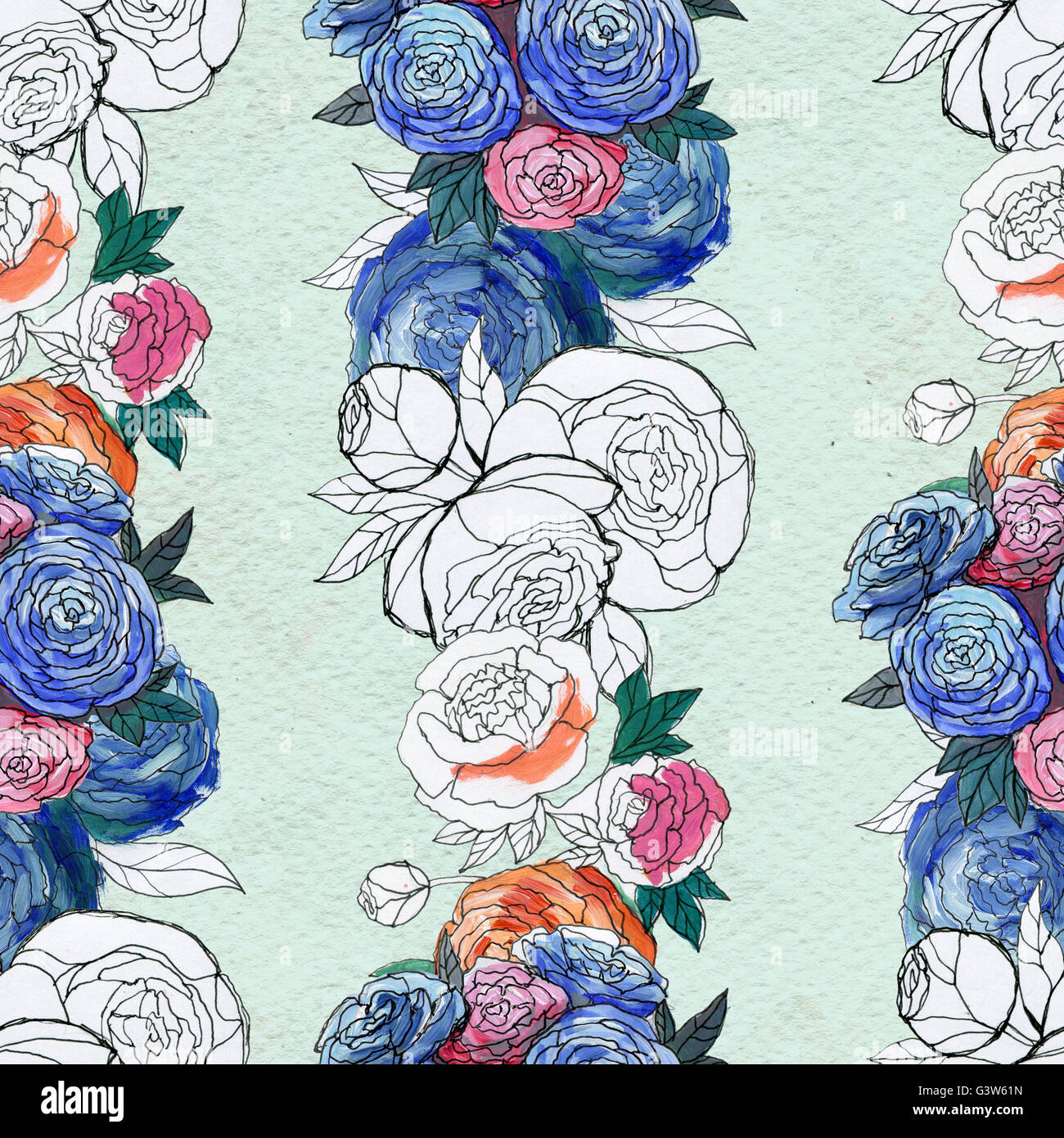 Seamless watercolor floral pattern Stock Photo - Alamy