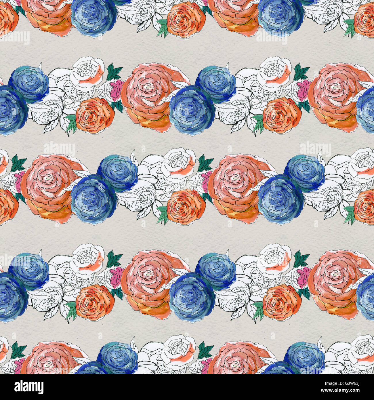 Seamless watercolor floral pattern Stock Photo - Alamy