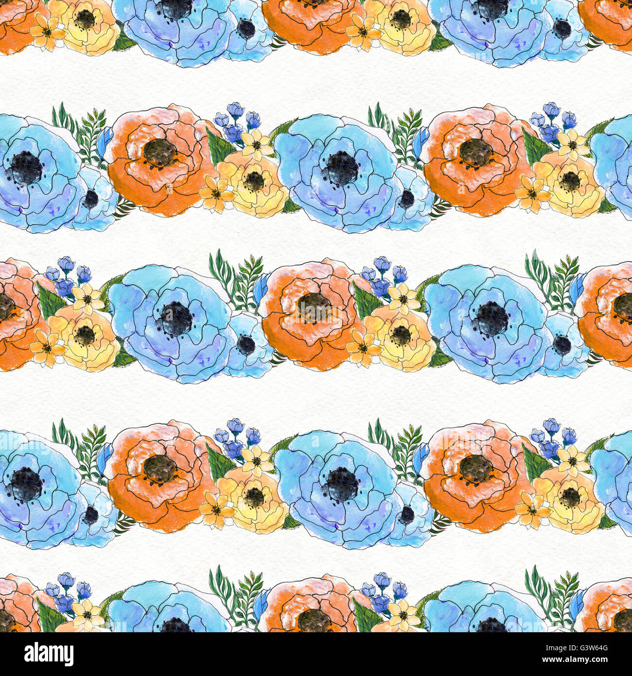 Seamless watercolor floral pattern Stock Photo - Alamy