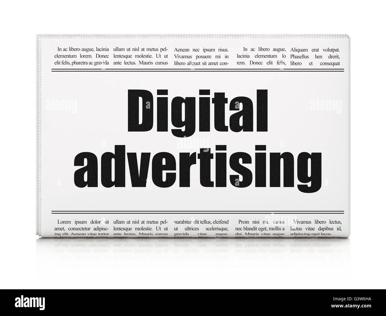 Digital Headline Example Marketing concept: newspaper headline Digital Advertising on White ...