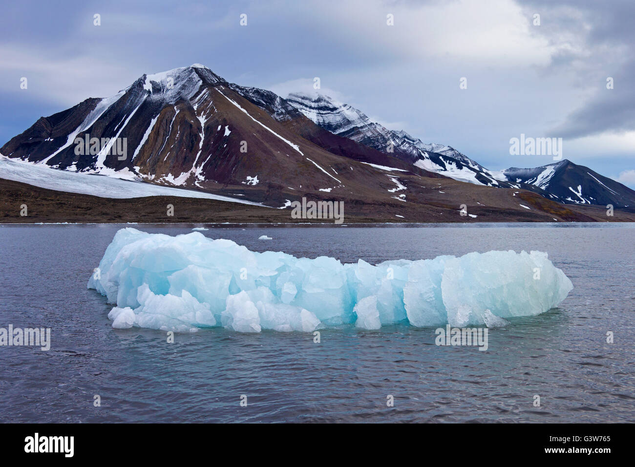 Mountains along the Hornsund fjord, west to the Greenland Sea, Svalbard, Norway Stock Photo