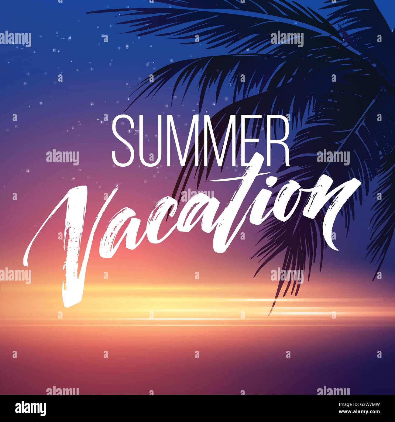 Summer Vacation Handwriting Typography Lettering And Calligraphy Poster And Flyer Design Template Summer Landscape With Palm Trees And Sea Summer Vacation Handwriting Typography Lettering And Calligraphy Poster And Flyer Design Template Summer Landscape With Palm Trees And Sea
