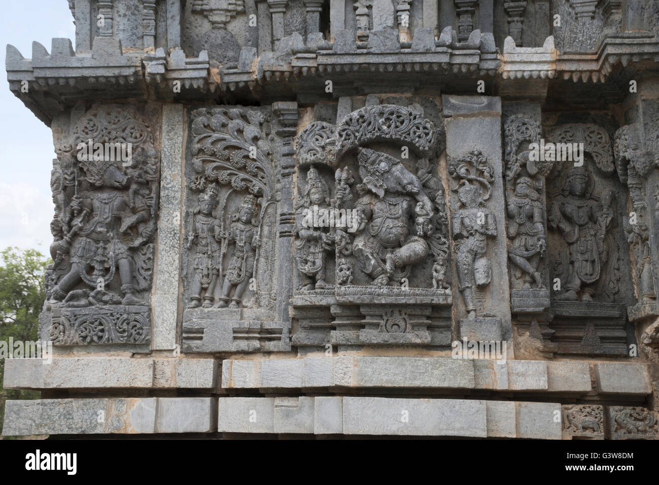 Wall panel reliefs of (From left) Varaha, Kamdev , his wife Rati, and ...