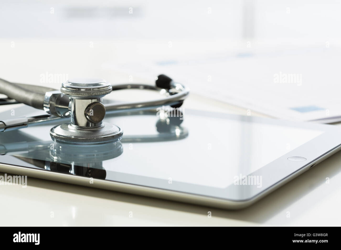 Stethoscope on digital tablet Stock Photo