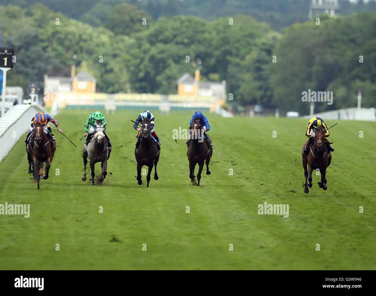 My Dream Boat ridden by Adam Kirby (right) wins the Prince of Wales' Stakes during day two of Royal Ascot 2016, at Ascot Racecourse. Stock Photo